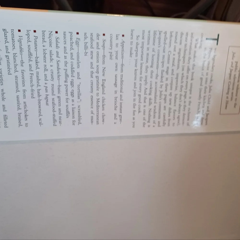 Julia Child  and Jacques Pepin Cookbook, Cooking at Home
